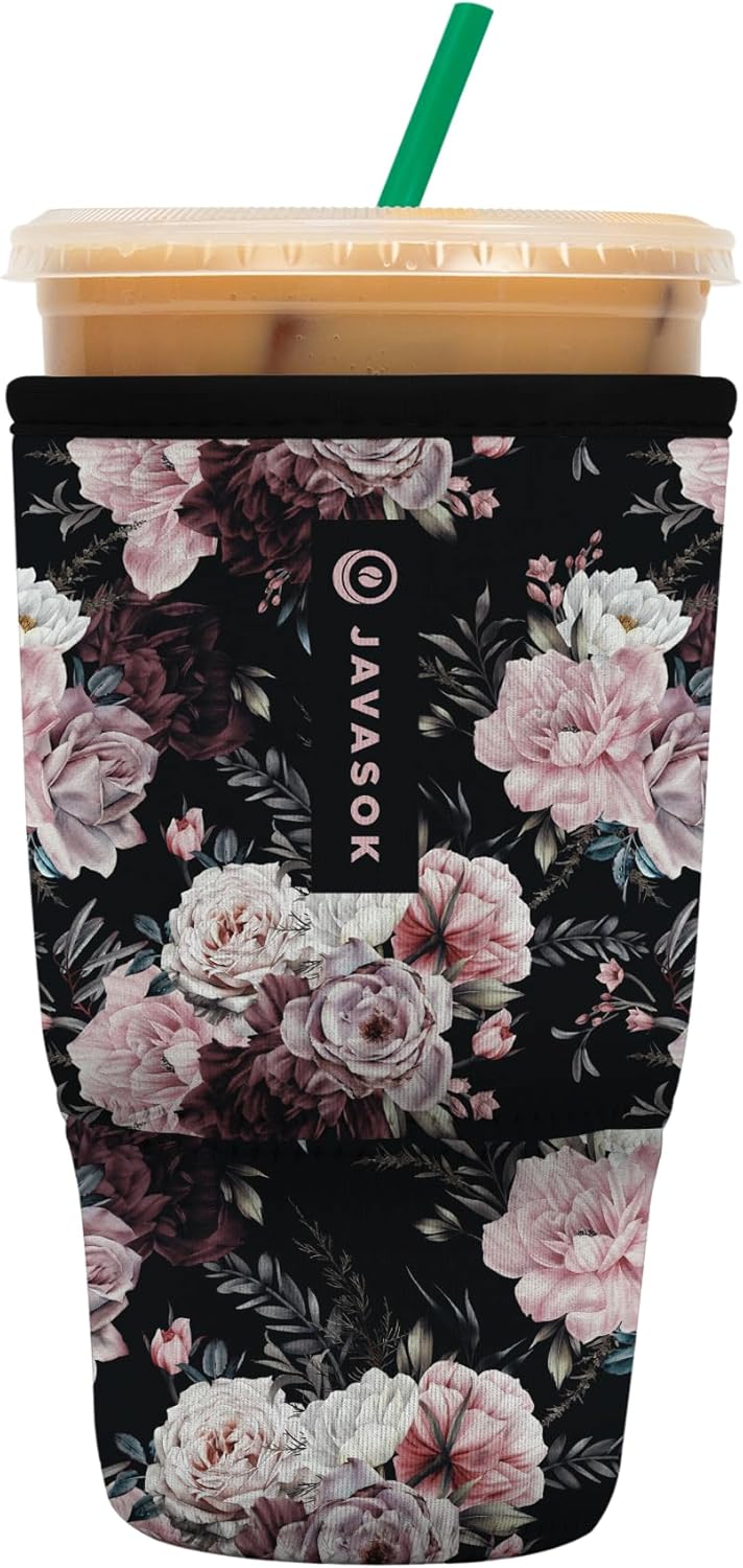 Sok It JavaSok Iced Coffee & Cold Soda Insulated Neoprene Cup Sleeve (Bloom at Night, Large: 30-32oz)