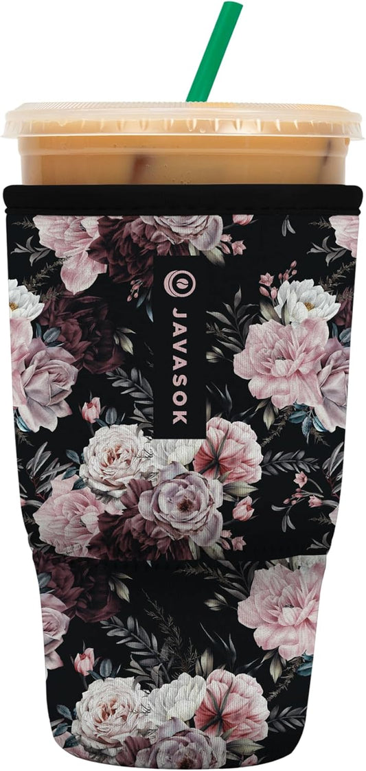Sok It JavaSok Iced Coffee & Cold Soda Insulated Neoprene Cup Sleeve (Bloom at Night, Large: 30-32oz)