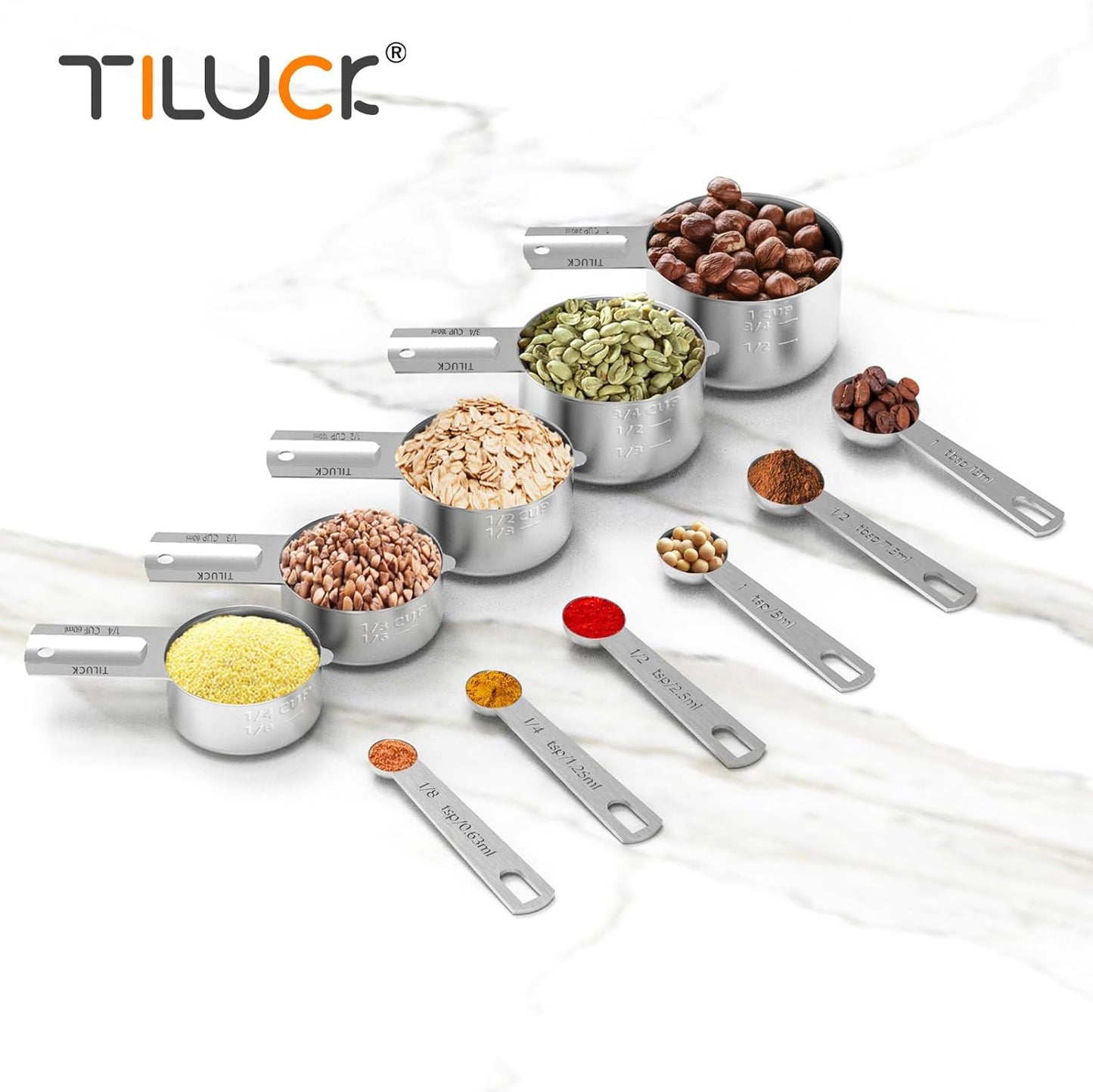 TILUCK Stainless Steel Measuring Cups & Spoons Set, Cups and Spoons,Kitchen Gadgets for Cooking & Baking (11)