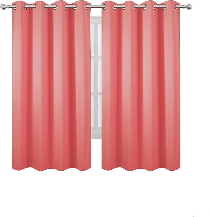 LEMOMO Coral Blackout Curtains 66 x 63 Inch Length/Set of 2 Curtain - Image 2