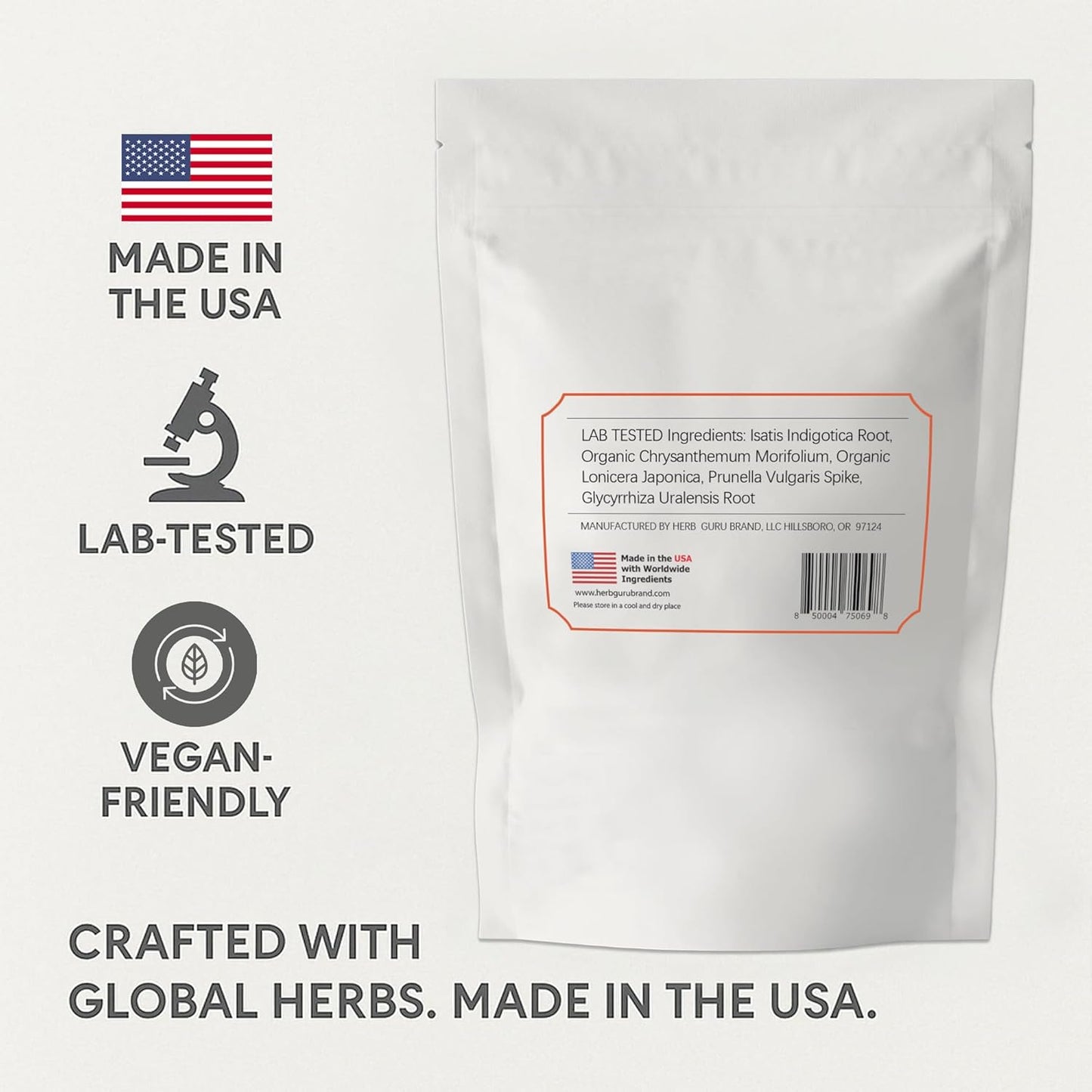 Herb Guru Cool Down Herbal Tea Bags – Herbal Heat Relief, Supports Inflammatory Response & Mood Balance with Isatis, Chrysanthemum, Honeysuckle & Licorice Root – Caffeine Free Tea, 0.88 Ounces