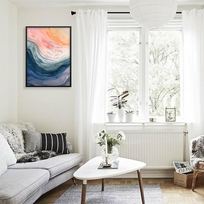 Mental Health Poster Inhale Exhale Meditation Wall Art 16x24 inch Black Framed - Image 6