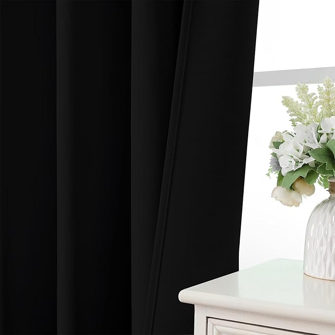 CUCRAF Black Blackout Curtains 63 inch Length 2 Panels Set, Rod Pocket Room - Image 6