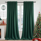 MIULEE Christmas Hunter Green Back Tab Blackout Curtains 108 Inch Long 2 Panels by MIULEE