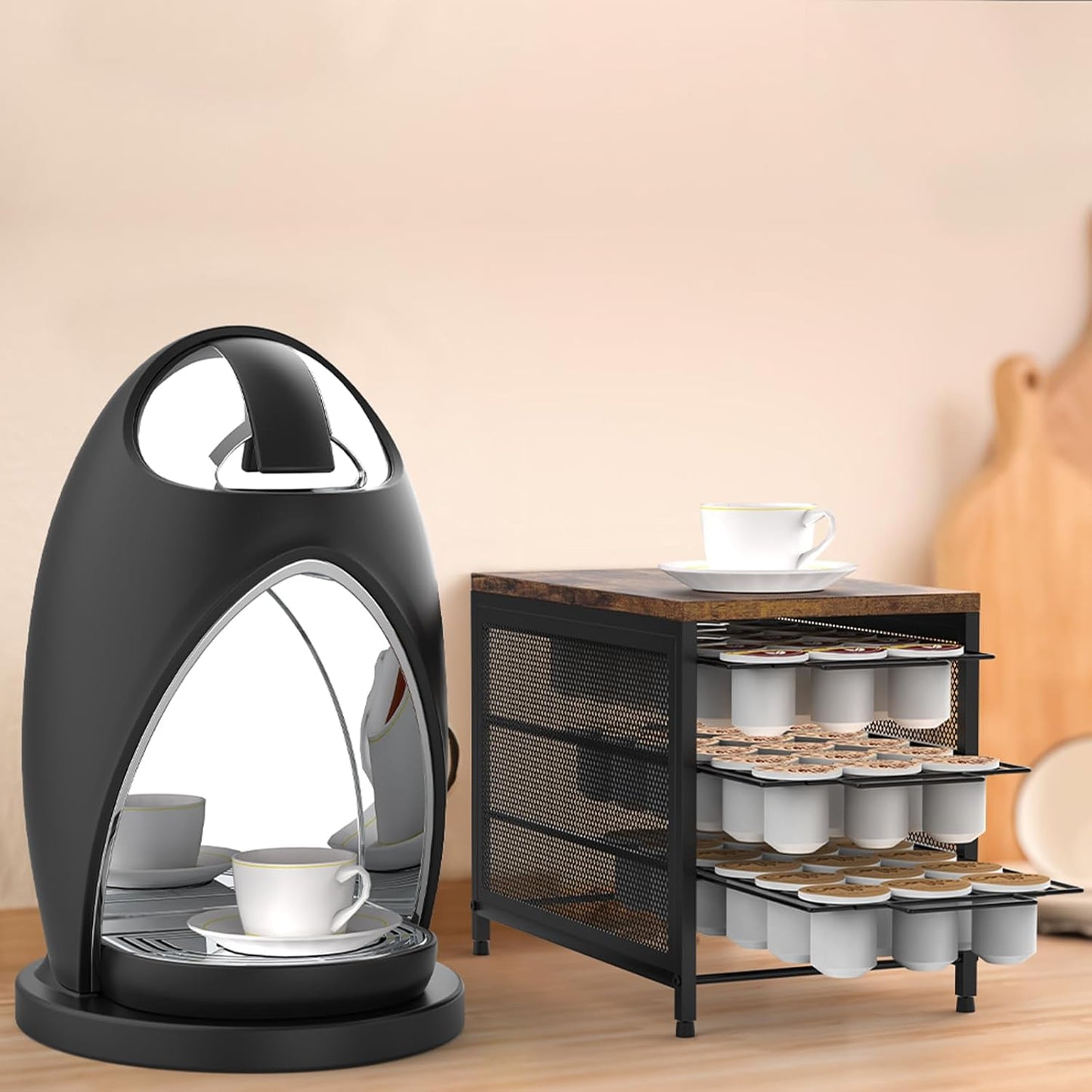 NANANARDOSO Coffee Pod Holder For Counter, 3 Tier Coffee Pod Drawer for Keurig Pod Storage Drawer Holder, 54 Capacity Pods Storage Organizer Cups Capsule with Sliding Baskets for Coffee Station