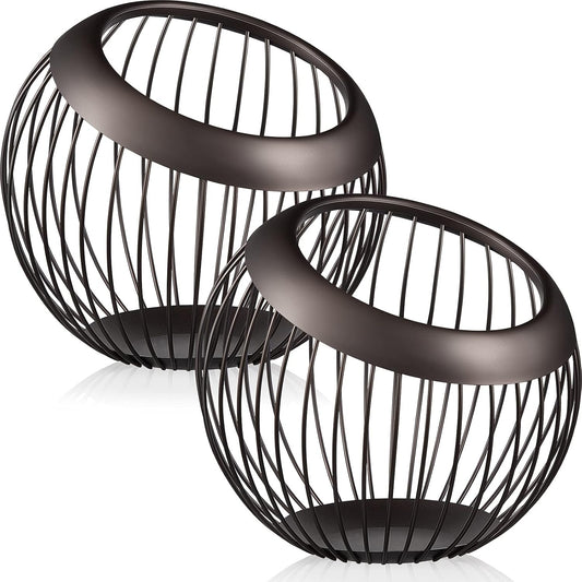 2 Pieces Coffee Pods Holder Large Capacity Coffee Pod Baskets Stainless Steel Cup Organizer Sturdy for Espresso Capsule Pot Storage Metal Wire Fruit Bowl Snack Storage(Dark Brown)