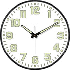 Glow in The Dark Wall Clock, Large Easy Read Numbers Tempered Glass Night Light by MABPEDO