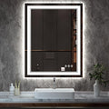 LED Mirror, 28x36 Inch Gradient Front and Backlight Lighted Mirror, 3 Colors by VanPokins-GlobalHighEndLEDBathroomMirrorBrand