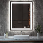 LED Mirror, 28x36 Inch Gradient Front and Backlight Lighted Mirror, 3 Colors by VanPokins-GlobalHighEndLEDBathroomMirrorBrand