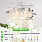 Indoi 3-Light Bathroom Light Fixtures, Brushed Nickel Vanity Lights - Image 8