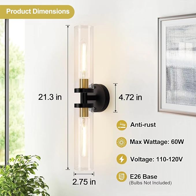 Indoi Hardwired Wall Sconces Set of Two, Modern Sconces Wall Decor Set of 2 - Image 4