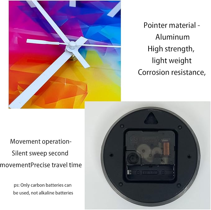 Square Glass Wall Clock Silent Analog Wall Clocks Battery Operated 14 Inch - Image 7