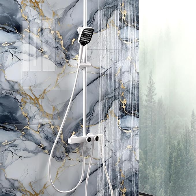 10pcs Thick Marble Peel and Stick Waterproof Wall Panels, Heat-Resistant - Image 2