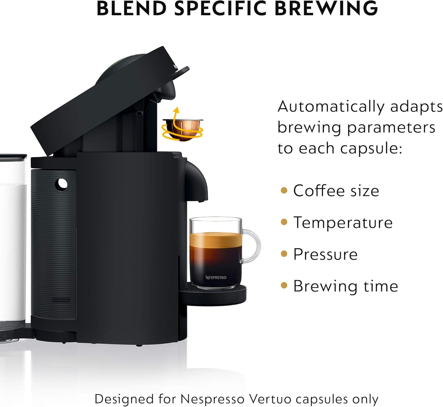 Nespresso Vertuo Plus Deluxe Coffee and Espresso Maker by De'Longhi, Matte Black