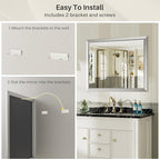 48x32 Inch Brushed Silver Bathroom Mirror - Image 7