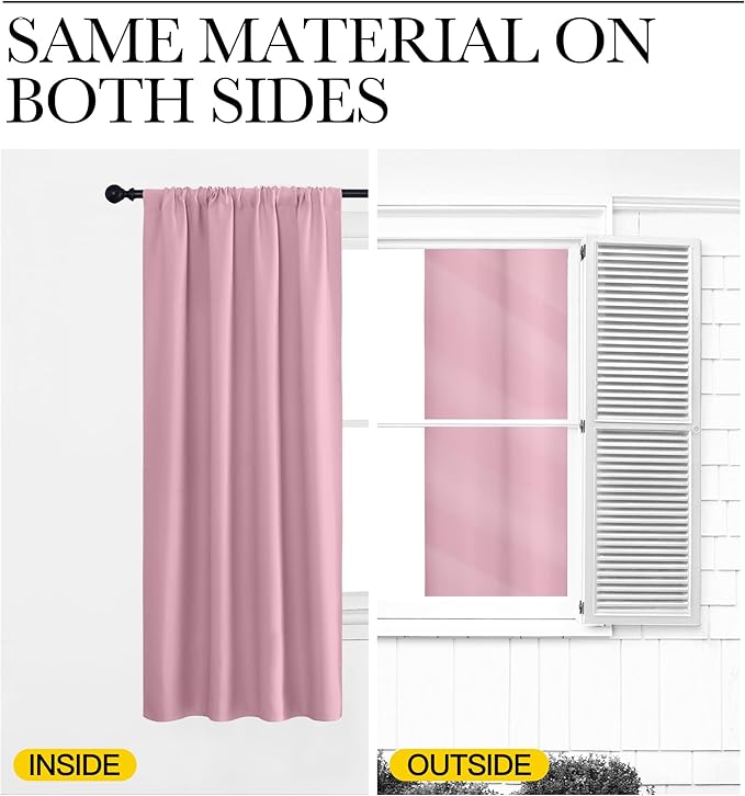 NICETOWN RV Blackout Curtains for Camper Windows, Rouge Pink, Short Blackout - Image 5