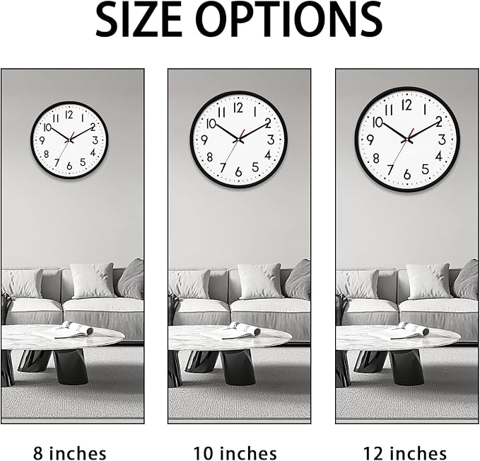 HZDHCLH Wall Clock Black, Silent Wall Clocks Battery Operated 12 Inch Modern - Image 3