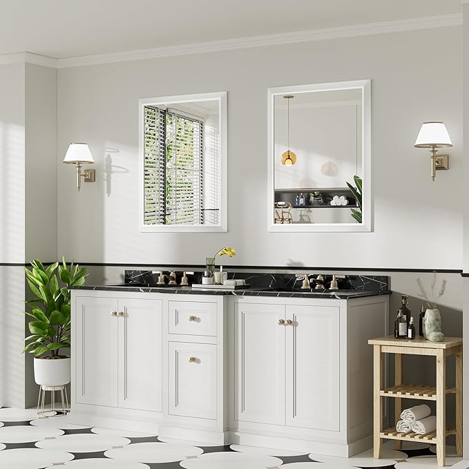 28x36 Inch White Bathroom Mirror - Image 4