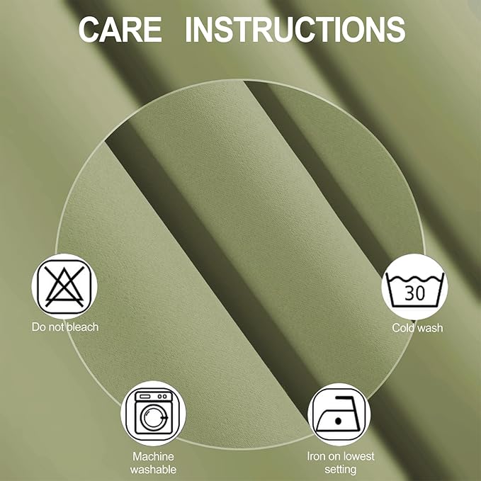 LEMOMO Sage Green Thermal Blackout Curtains/38 x 63 Inch/Set of 2 Panels Room - Image 4