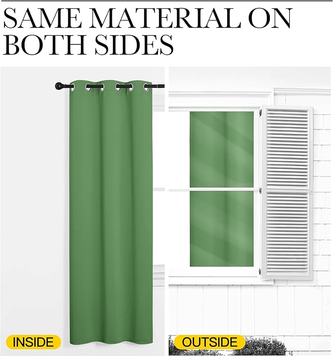 NICETOWN Froest Green Blackout Curtains 40 inches Length - Image 5