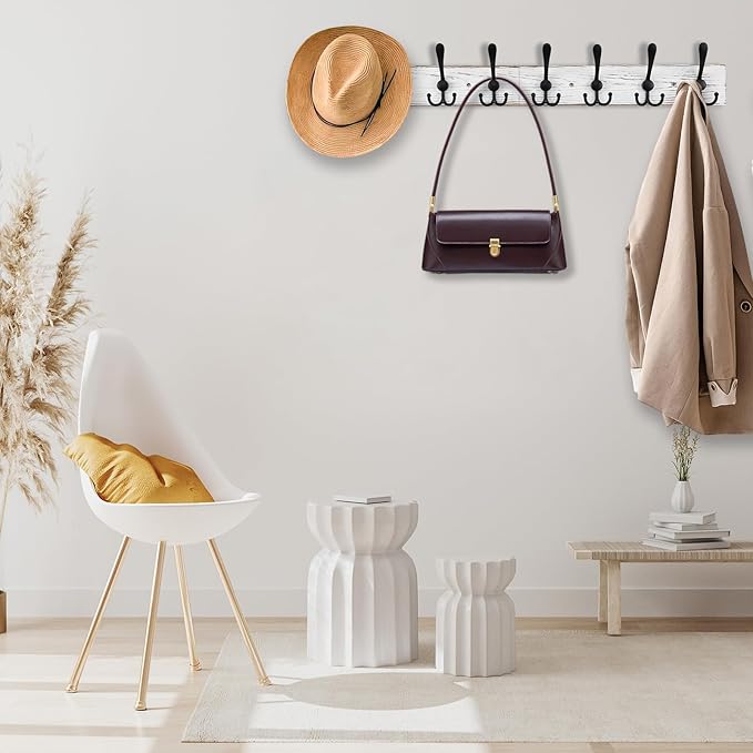 Kuhome 32.2'' Large Coat Rack Wall Mount Coat Hooks - Image 4