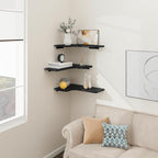 Homode Corner Shelves Wall Mounted, 3 Tier Wooden Hanging Display Shelf - Image 2