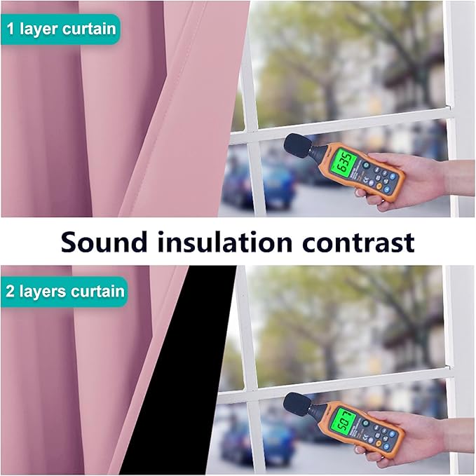 NICETOWN Crystal Pink Full Shade Curtain Panels, Pair of Thermal Insulated & - Image 4