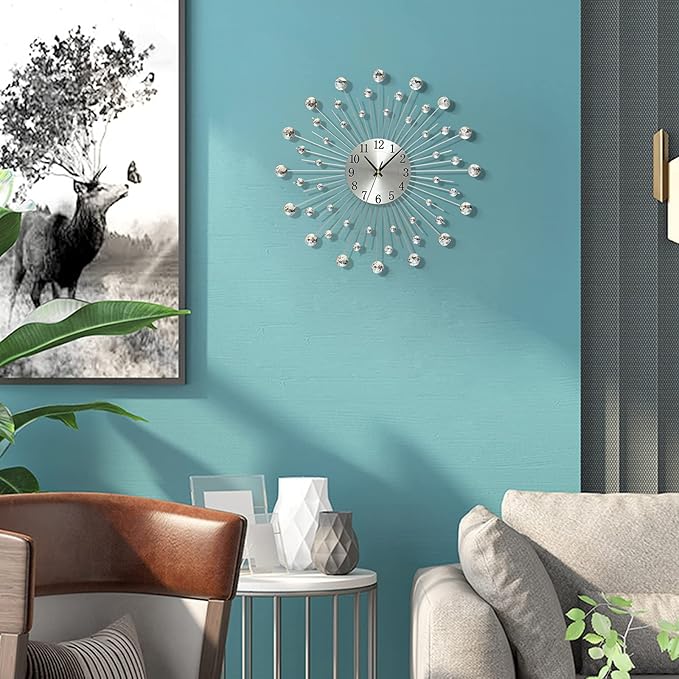 Large Metal Decorative Wall Clocks Silent Non-Ticking, Bling Shining Modern Art - Image 4