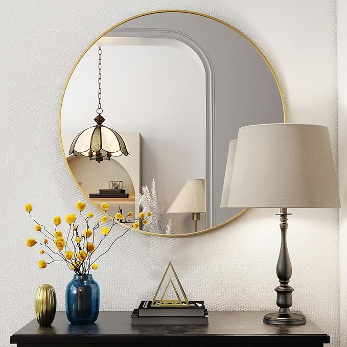 BEAUTYPEAK 20 Inch Round Mirror, Metal Frame Circle Mirror, Wall Mounted - Image 7