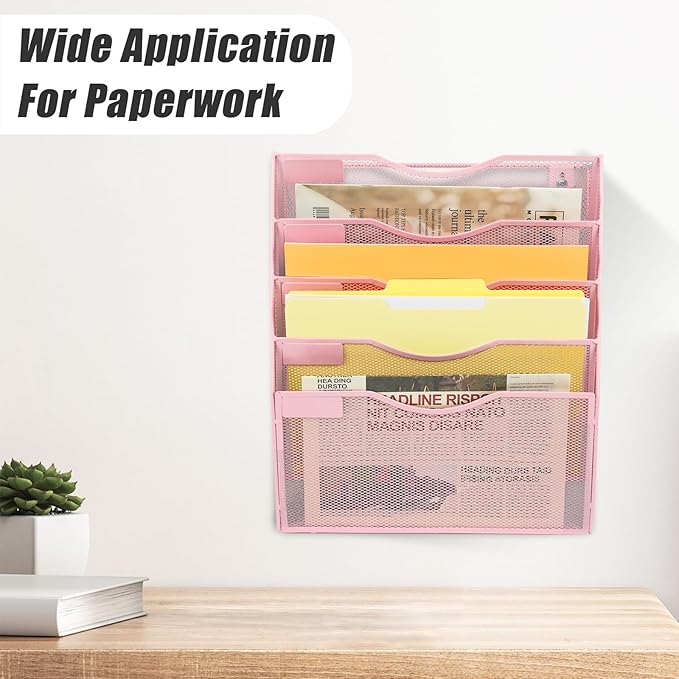 EASEPRES 5 Pocket Mesh Hanging Wall File Organizer, Wall Mounted Mail Paper - Image 6