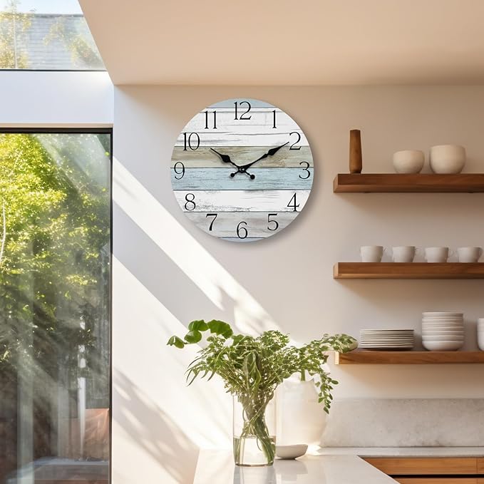 Wall Clock, 10 Inch Silent Non Ticking Wall Clocks Battery Operated, Rustic - Image 4