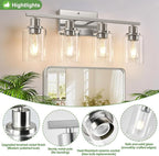 Indoi 4-Light Bathroom Light Fixtures, Brushed Nickel Vanity Lights - Image 4