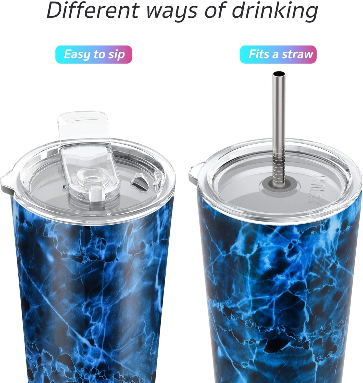 THILY Tumbler Stainless Steel Coffee Cup 26 oz Triple-Insulated Wide Mouth Travel Mug with Splash-Proof Lid, for Iced Drinks and Hot Beverage Smoothies Cup, Abysmal Sea