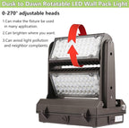 Dusk to Dawn 150W Rotatable LED Wall Pack Light, 5000K 21000LM 800-1000W - Image 4