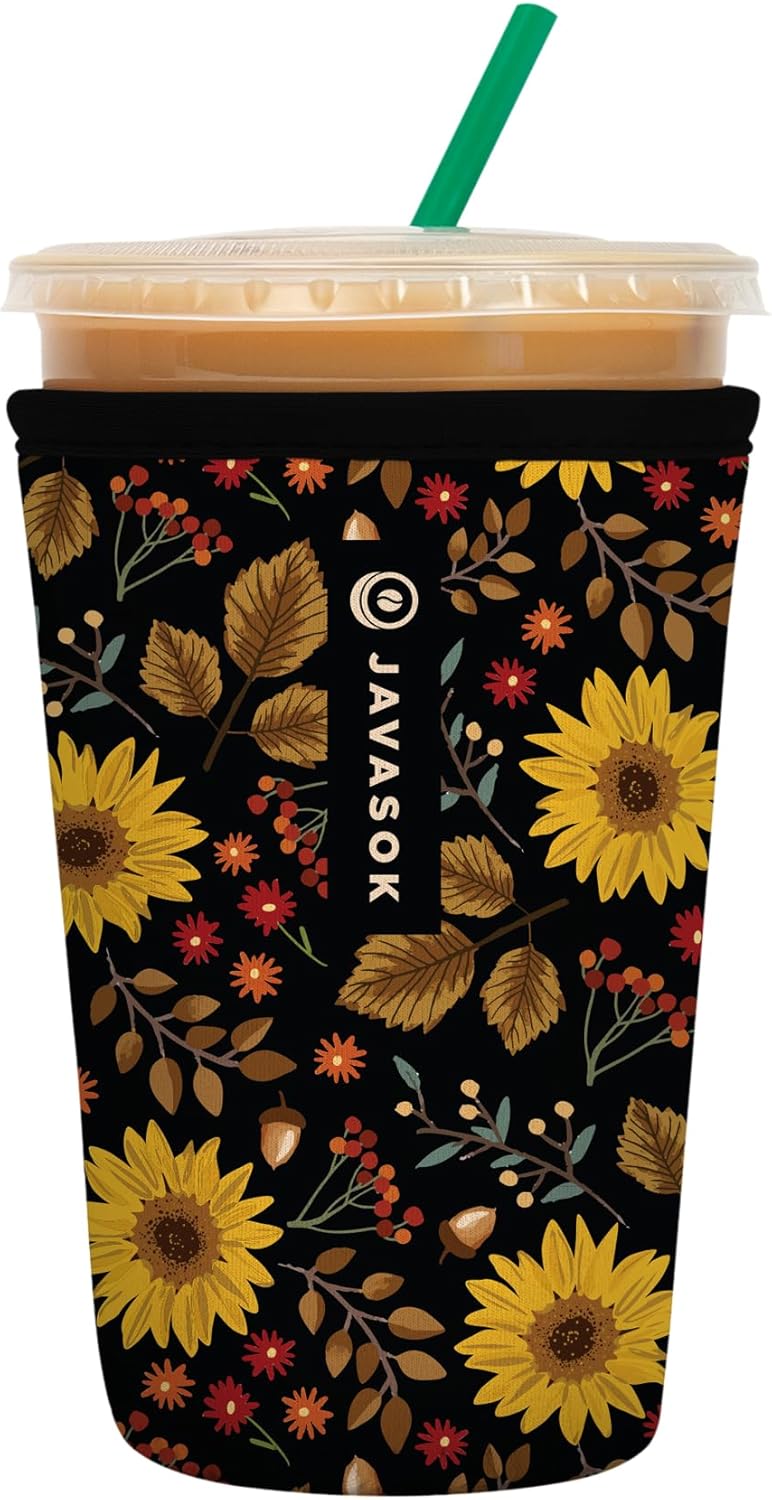Sok It JavaSok Iced Coffee & Cold Soda Insulated Neoprene Cup Sleeve (Autumn Glow, Medium: 22-28oz)