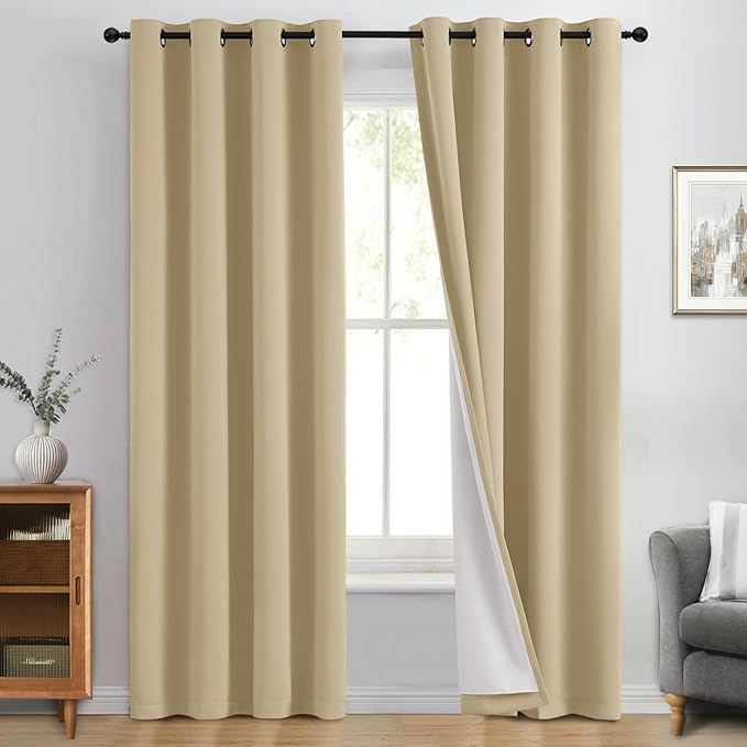 Yakamok 100% Blackout Curtain Panels 84 inches Cold and Light Blocking Drapes by Yakamok