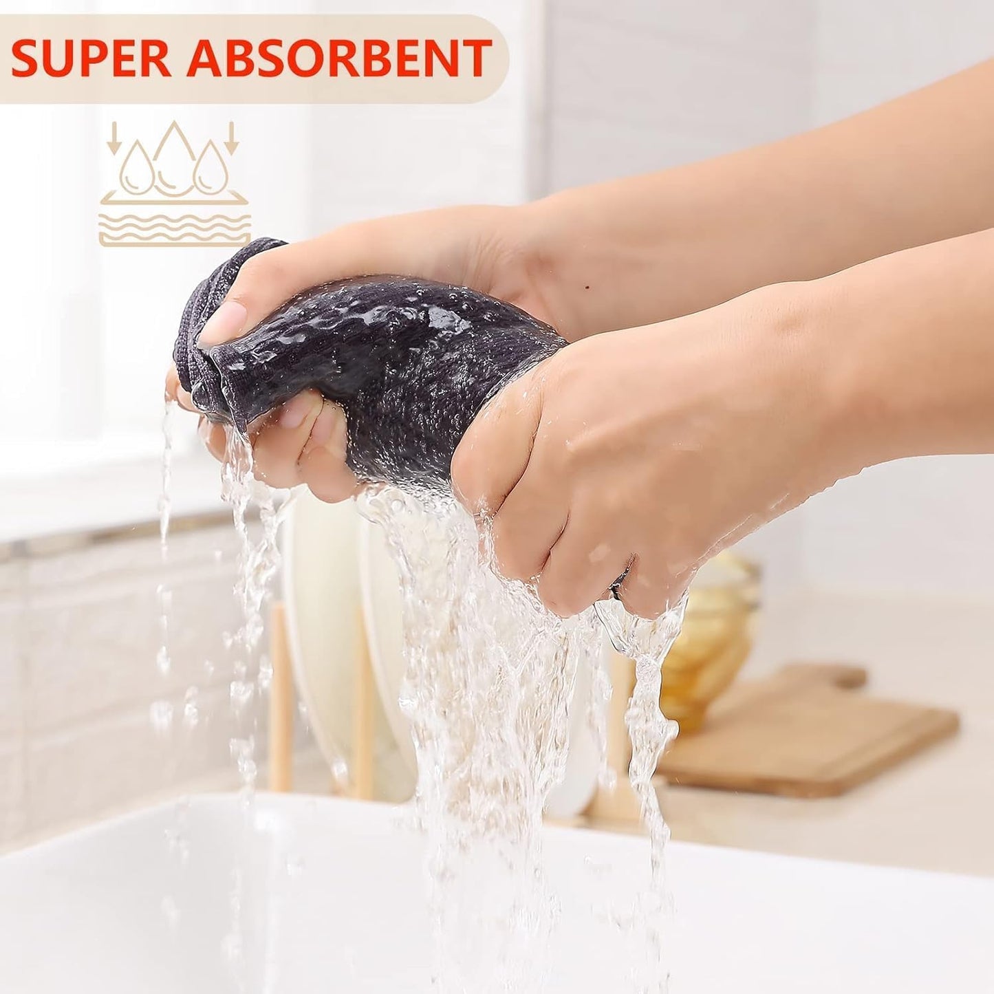 Kitinjoy 100% Cotton Waffle Weave Kitchen Towels, 12-Pack Super Soft and Absorbent Kitchen Dish Towels for Drying Dishes, Kitchen Hand Towels, 13 in x 28 in, Dark Grey