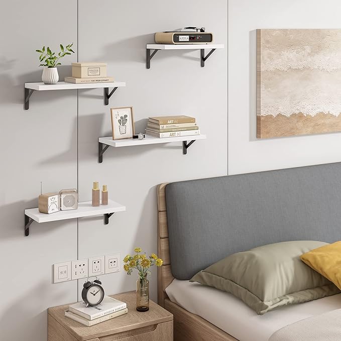 YGEOMER Floating Shelves for Wall, Different Sizes White Wall Shelves for - Image 5