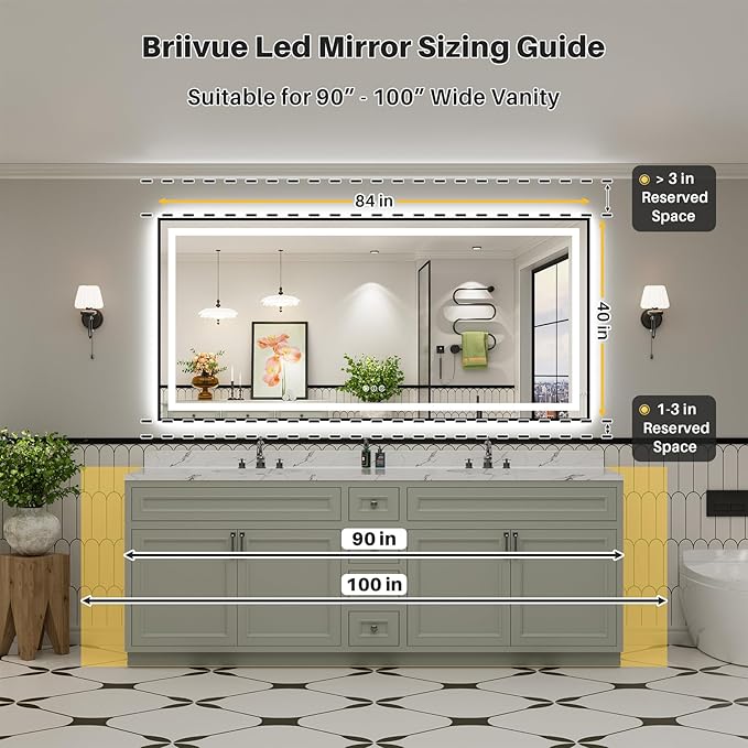 84x40 Inch LED Bathroom Mirror - Image 2