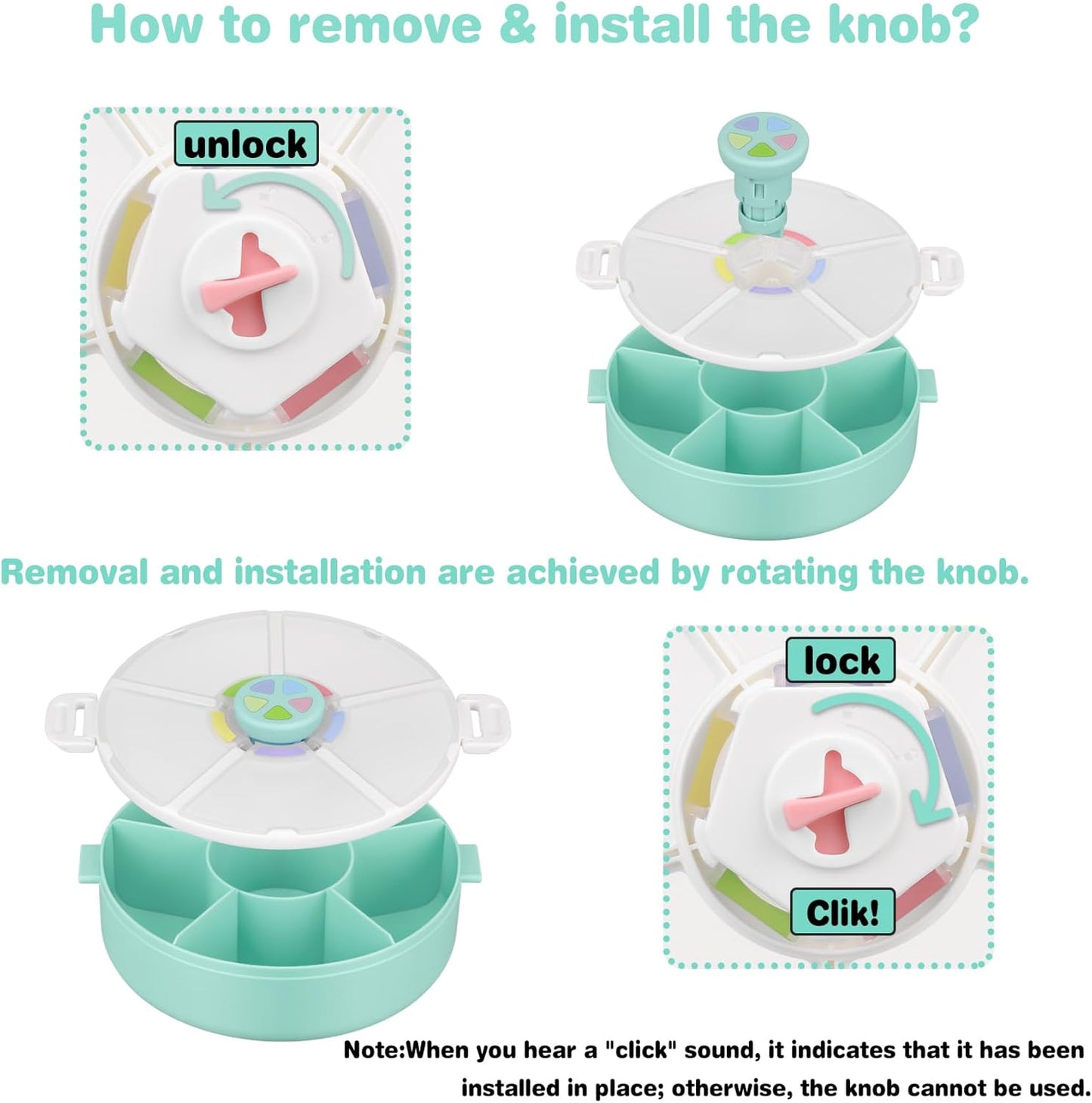 Kids' Rotating Snack Container Set – 2-Pack, Includes 1 Rotating Snack Container & 1 Round Sectioned Snack Box, BPA-Free, Dishwasher Safe, Perfect for Travel-Green