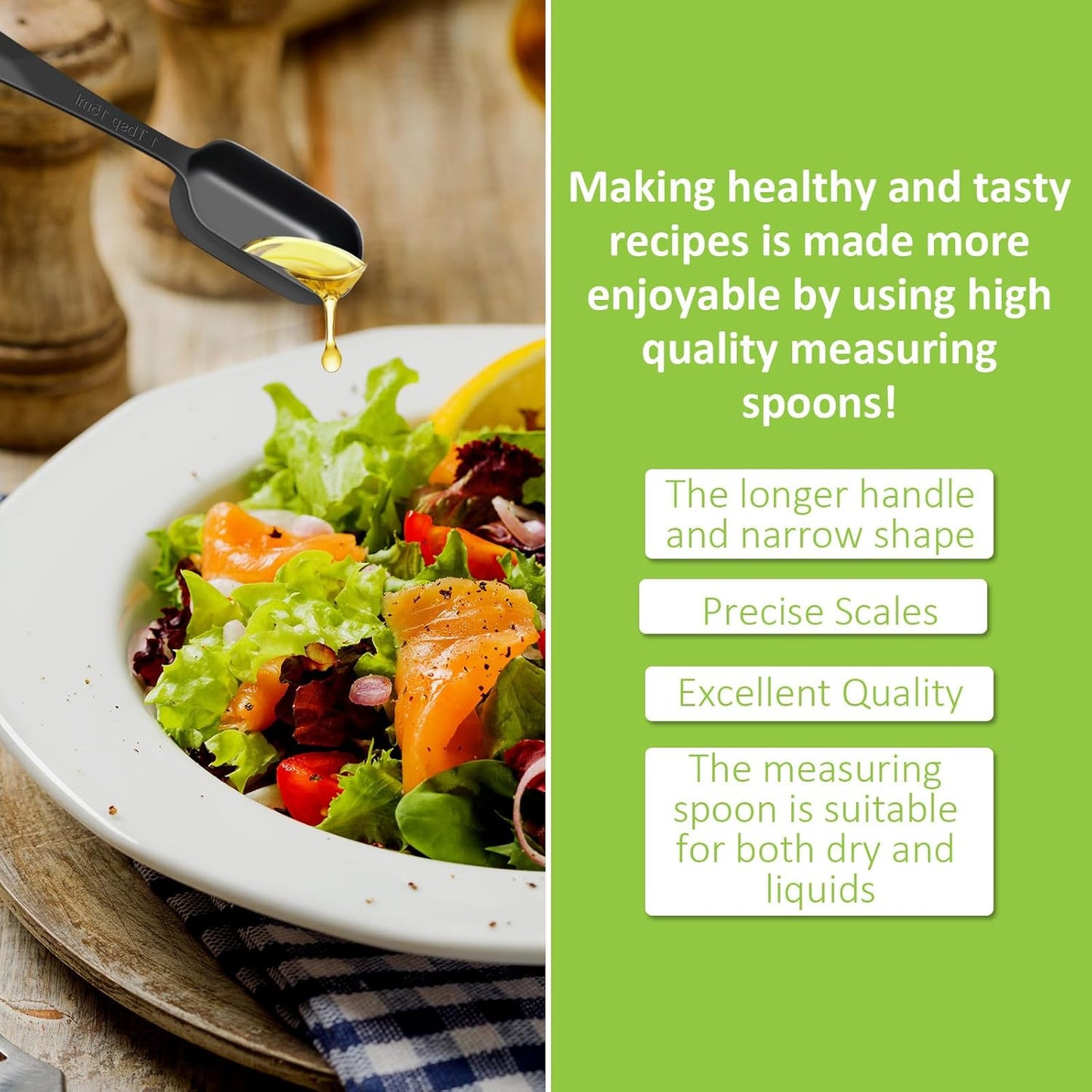 2 Pcs 1/8 Teaspoon (0.63 mL | 1/8 Tsp | 0.63 cc | 1/64 oz) Stainless Steel Single Measuring Spoon, Long Handle Metal Measuring Spoon, Kitchen Gadgets for Cooking & Baking(Black)