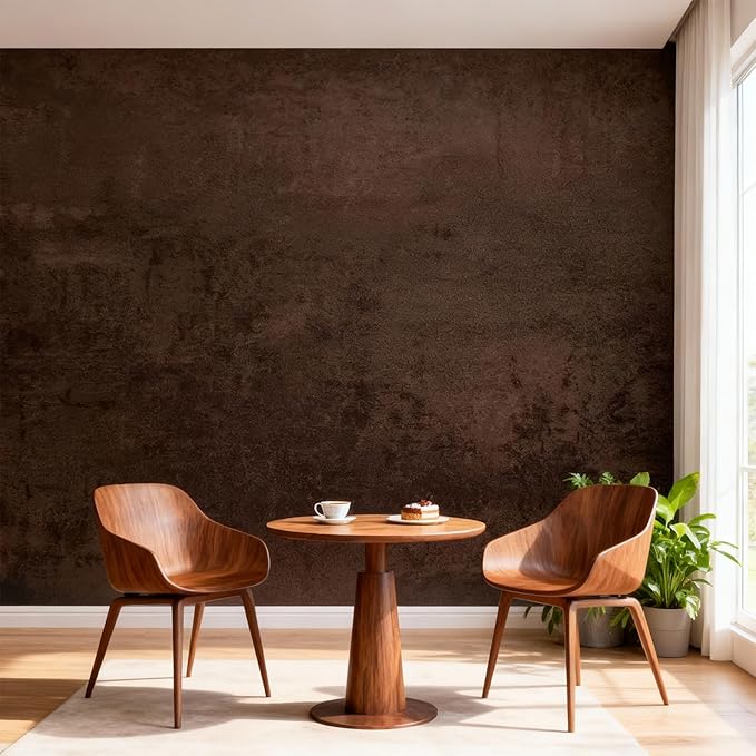 Bumoo Coffee Limewash Peel and Stick Wallpaper 32'' x 354'' Brown Concrete - Image 3