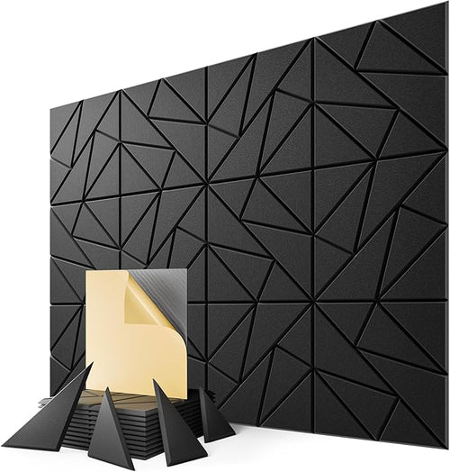 12-Pack Acoustic Panels, 11.8"x11.8"x0.4" Soundproof Wall Panels, Peel & Stick by Lebenforce