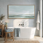 Large Framed Wall Art for Living Room, Horizontal Sage Green Abstract Landscape - Image 3
