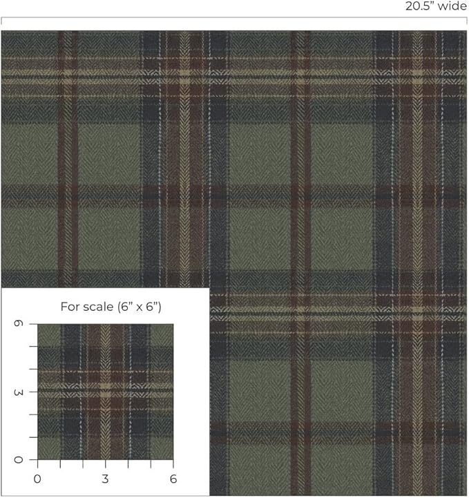 NextWall Harry & Grace Herringbone Plaid Premium Matte Non-Woven Peel and Stick - Image 8