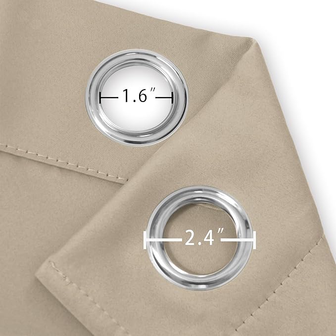 LEMOMO Blackout Curtains 66 x 84 inch/Khaki Curtains Set of 2 Panels/Thermal - Image 5