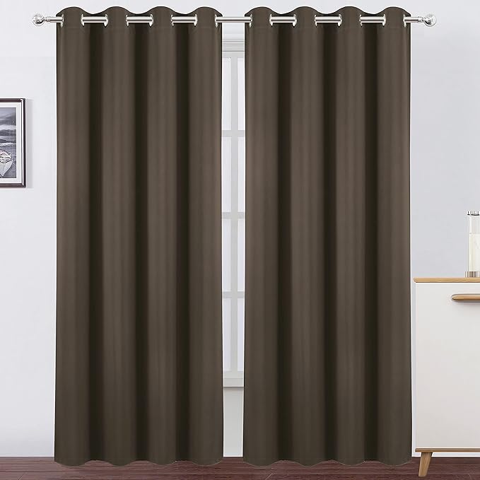 LEMOMO Blackout Curtains 66 x 95 inch/Chocolate Brown Curtains Set of 2 by Lemomo