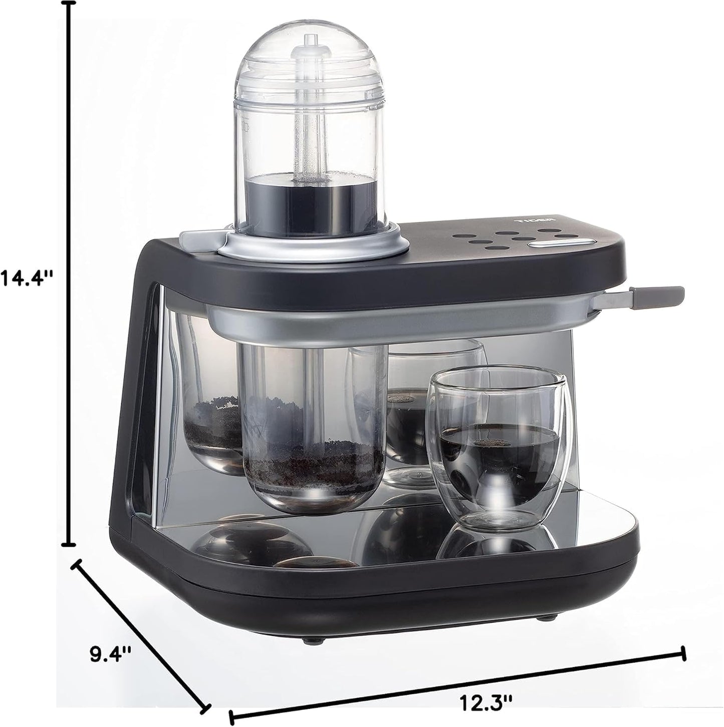 Tiger Siphonysta Brewing Coffee Maker, Programmable Single-Serve Siphon Coffee Machine, Premium Brewer, Stainless Steel-Enhanced Design, Black