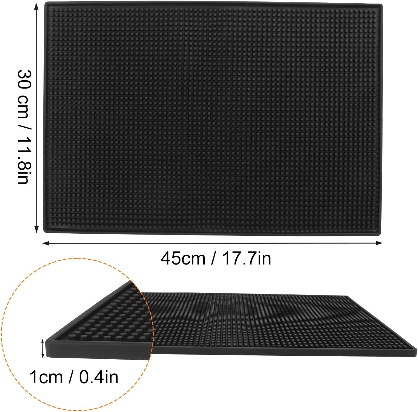 3 Pack Rubber Mats, 18" x 12" Black Bar Service Spill Mat for Countertop, Efficient and Stylish Solution for Every Bartending Need