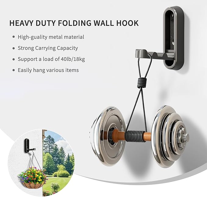 6PCS Foldable Wall Hooks, Zinc Alloy Flip Down Hooks, Retractable Wall Hooks - Image 3